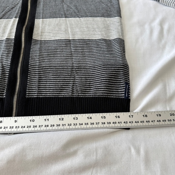 Armani Exchange Men's 100% Merino Wool Striped Hooded Full Zip Up Sweater Gray S - Picture 14 of 15